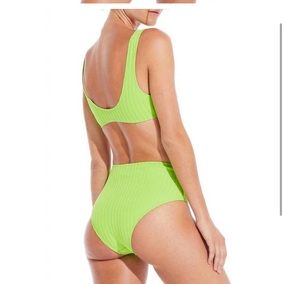 SOLID & STRIPED the beverly ribbed bikini in lime green size large - Picture 3 of 10